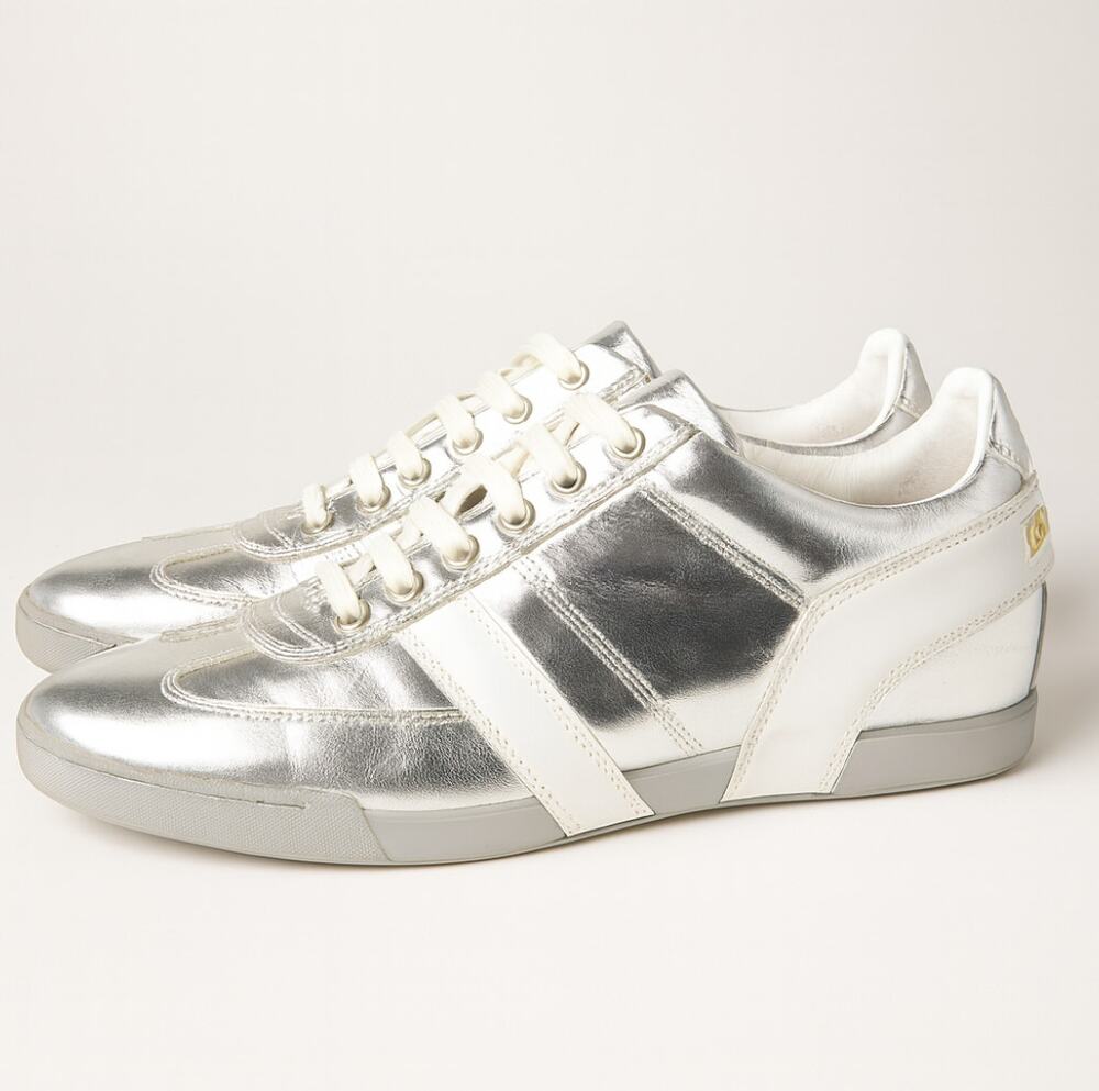 DIOR HOMME Metallic Low Top Sneakers Silver White Sz 42.5/US 9.5 $670